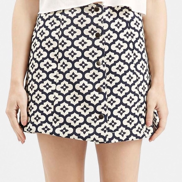 NWOT [ TopShop ] Jacquard Print A-Line Skirt - Picture 2 of 8